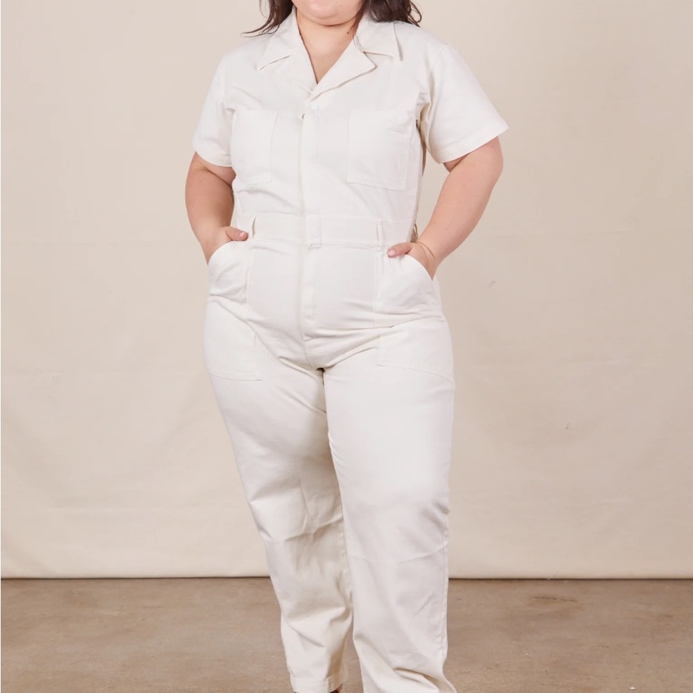 Big Bud Press Short Sleeve Jumpsuit in Vintage Tee Off White, 2XL